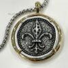 Unisex Fleur De Lis Coin Necklace