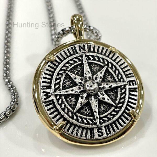 Unisex Compass Coin Necklace