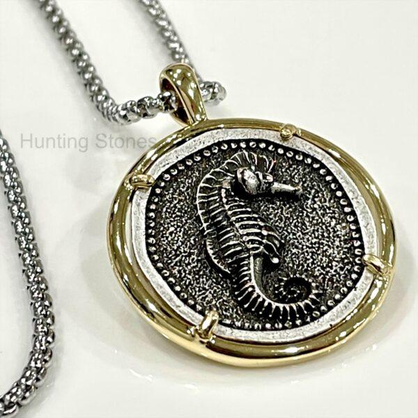 Unisex Seahorse Coin Necklace