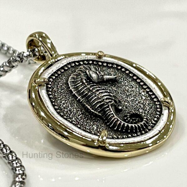 Unisex Seahorse Coin Necklace
