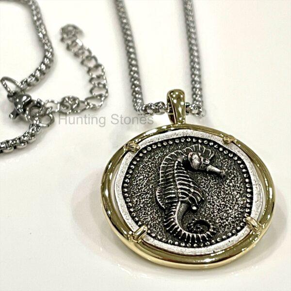 Unisex Seahorse Coin Necklace