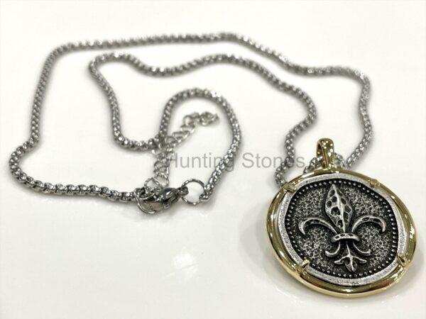 Unisex Fleur De Lis Coin Necklace