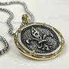 Unisex Fleur De Lis Coin Necklace