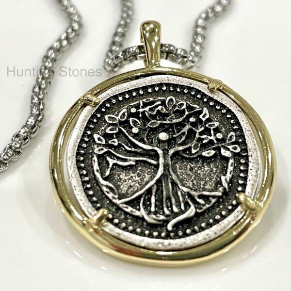 Unisex Sacred Celtic Tree Of Life Coin Necklace