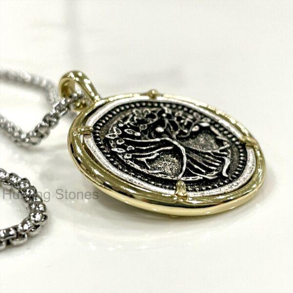 Unisex Sacred Celtic Tree Of Life Coin Necklace