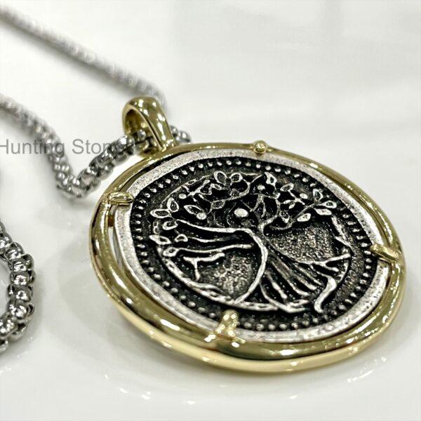 Unisex Sacred Celtic Tree Of Life Coin Necklace
