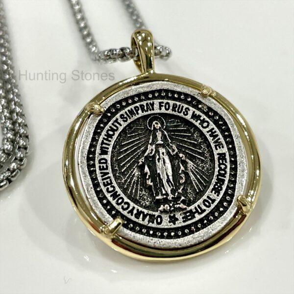 Unisex Virgin Mary Coin Necklace