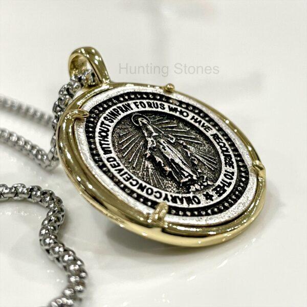 Unisex Virgin Mary Coin Necklace