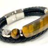 Men's Tiger Eye and Braided Genuine Leather Bracelet - Unisex