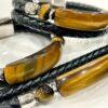 Men's Tiger Eye and Braided Genuine Leather Bracelet - Unisex