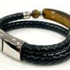 Men's Tiger Eye and Braided Genuine Leather Bracelet - Unisex