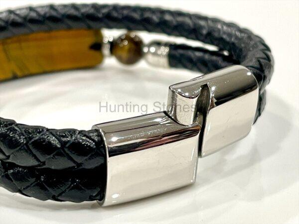 Men's Tiger Eye and Braided Genuine Leather Bracelet - Unisex
