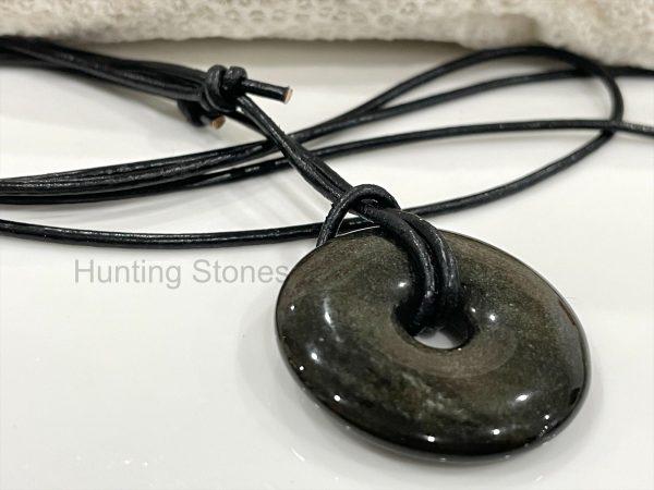 Unisex Natural Golden Obsidian Gemstone Necklace