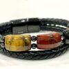 Men's Mixed Tiger Eye and Braided Genuine Leather Bracelet - Unisex