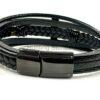 Men's Stainless Steel Cross and  Genuine Leather Bracelet - Unisex