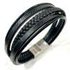 Men's Genuine Leather and Stainless Steel Bracelet - Unisex