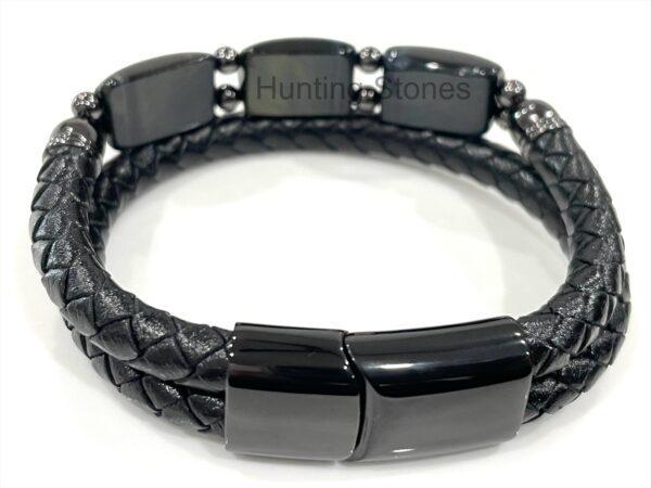 Men's Blue Tiger Eye and Braided Genuine Leather Bracelet - Unisex
