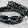 Men's Blue Tiger Eye and Braided Genuine Leather Bracelet - Unisex