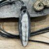 Stunning Orthoceras Fossil and Hematite necklace 6.5cm Genuine Leather