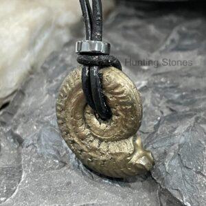 Stunning Ammonite Pyrite Fossil and Hematite necklace