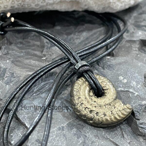 Stunning Ammonite Pyrite Fossil and Hematite necklace