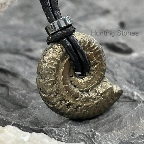 Stunning Ammonite Pyrite Fossil and Hematite necklace