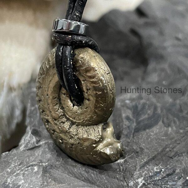 Stunning Ammonite Pyrite Fossil and Hematite necklace