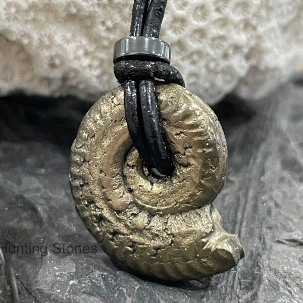 Stunning Ammonite Pyrite Fossil and Hematite necklace