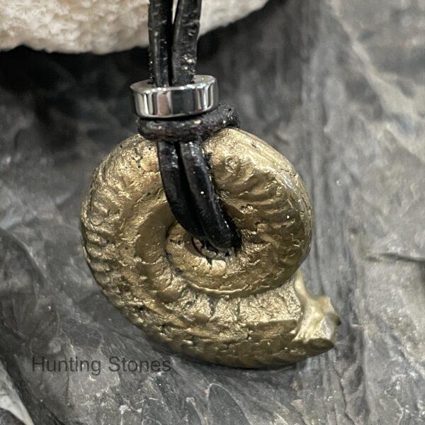 Stunning Ammonite Pyrite Fossil and Hematite necklace