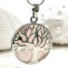 Rose Quartz Tree of Life Natural Crystal Necklace
