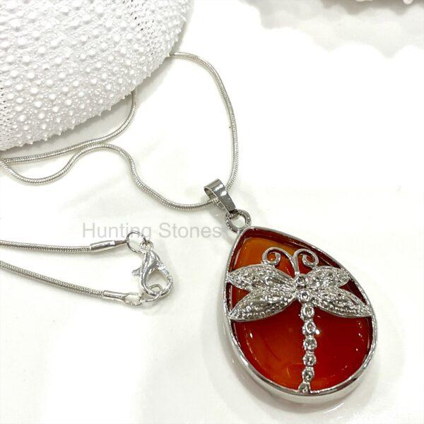 Carnelian Dragonfly Natural Crystal Necklace