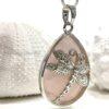 Rose Quartz Dragonfly Natural Crystal Necklace