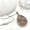 Rose Quartz Dragonfly Natural Crystal Necklace