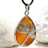 Carnelian Dragonfly Natural Crystal Leather Necklace