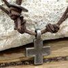 Unisex Metal Cross on Genuine leather
