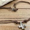 Unisex Metal Cross on Genuine leather