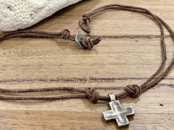 Unisex Metal Cross on Genuine leather