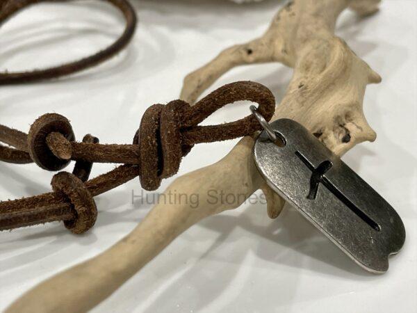 Men's Cross Tag Genuine leather necklace