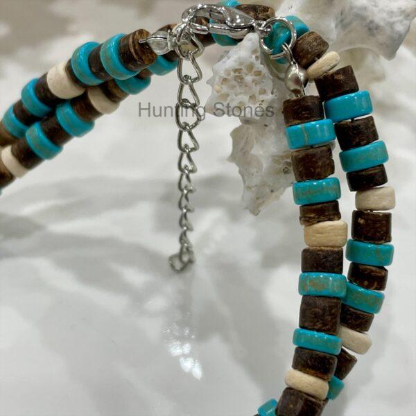 Unisex Natural Coconut Shell and Howlite Stone Heishi Bead Necklace