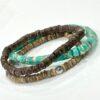 Unisex Natural Coconut Shell and Sea Sediment Imperial Jasper Bracelet Set