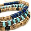 Unisex Natural Coconut Shell and Sea Sediment Imperial Jasper Bracelet Set