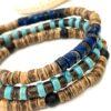 Unisex Natural Coconut Shell and Sea Sediment Imperial Jasper Bracelet Set
