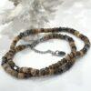 Unisex Natural Coconut Shell and Hematite Bead Necklace