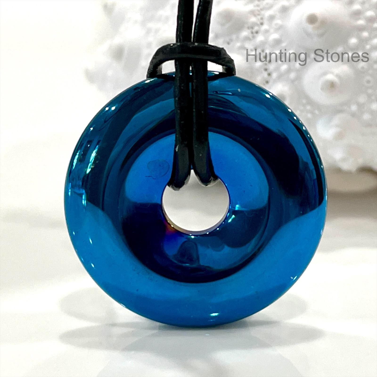 Unisex Titanium Blue Natural Hematite Gemstone Necklace