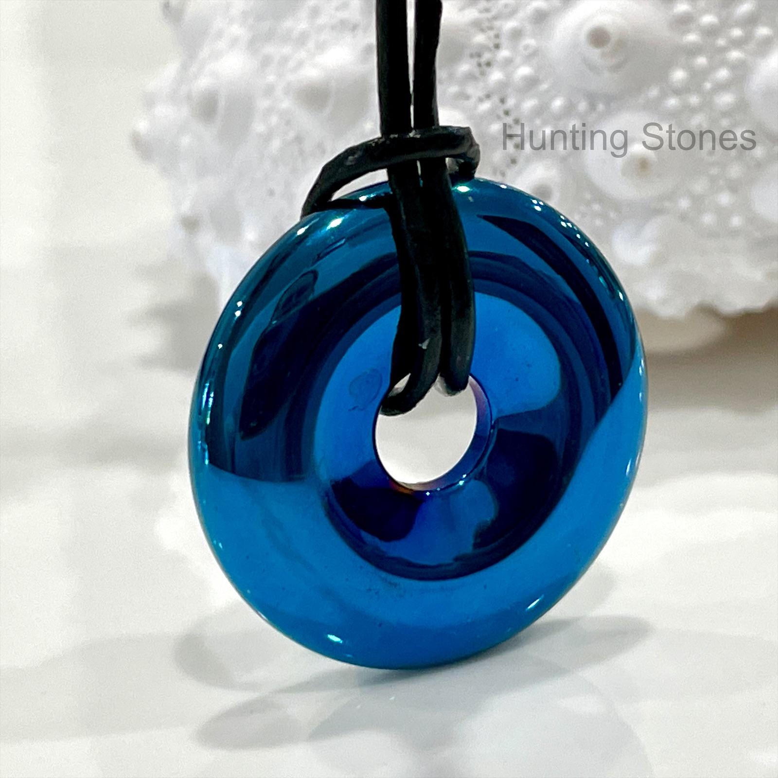 Unisex Titanium Blue Natural Hematite Gemstone Necklace