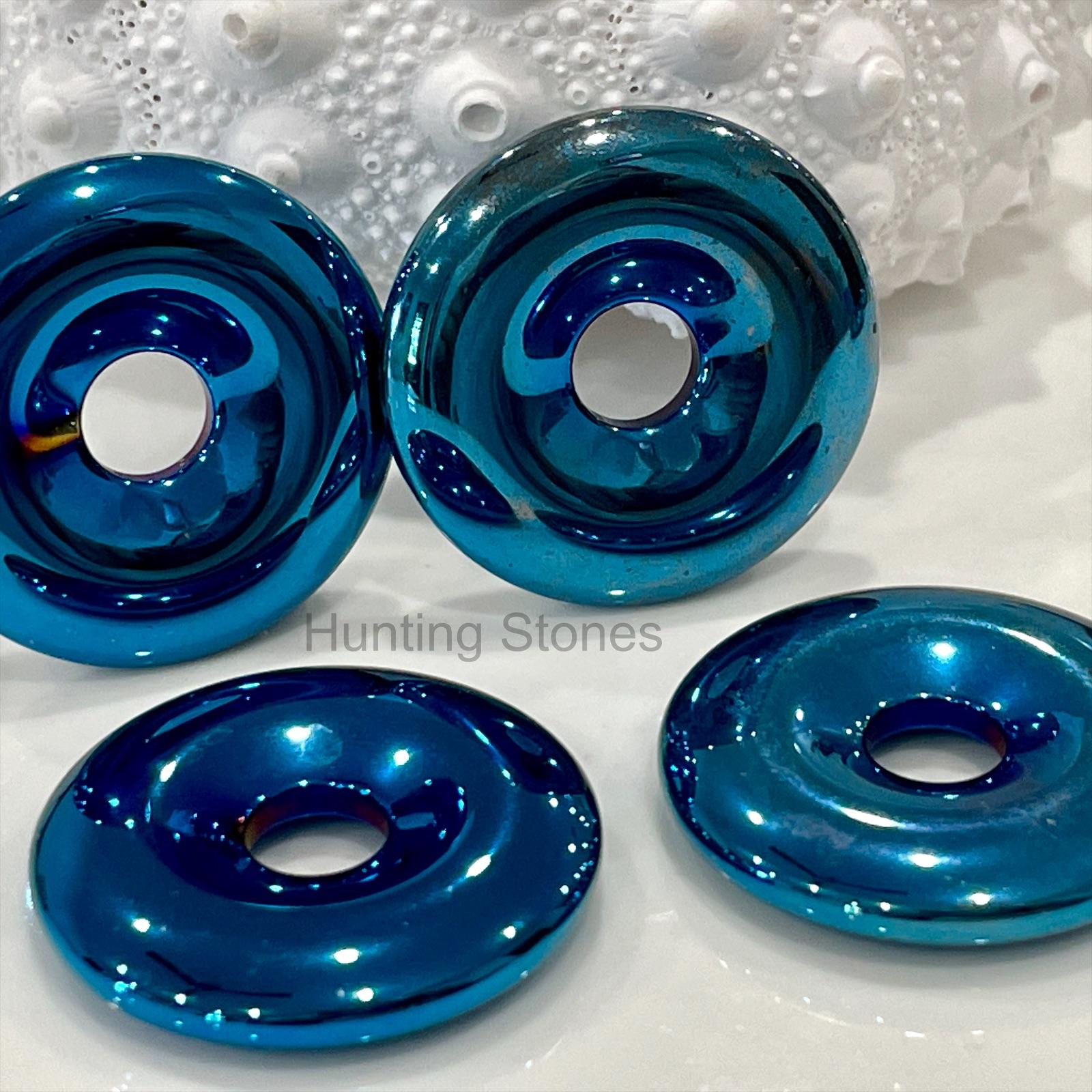 Unisex Titanium Blue Natural Hematite Gemstone Necklace