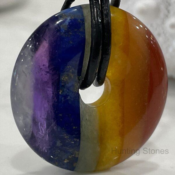 Unisex 7 Chakra Natural Gemstone Genuine Leather Necklace