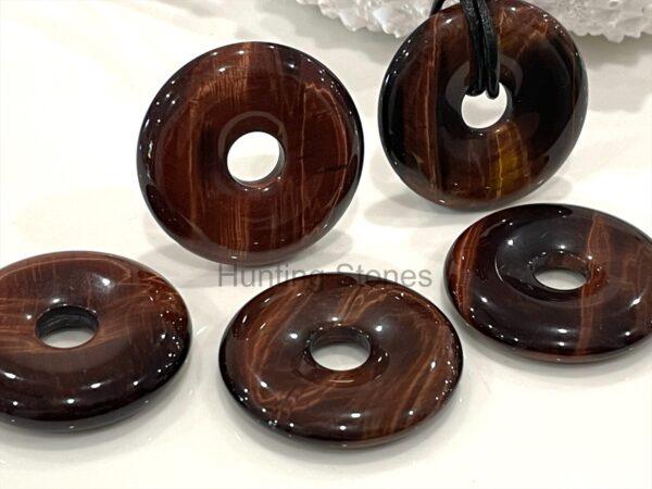 Unisex Natural Red Tigers Eye Gemstone Genuine Leather Necklace
