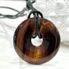 Unisex Natural Red Tigers Eye Gemstone Genuine Leather Necklace