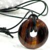 Unisex Natural Red Tigers Eye Gemstone Genuine Leather Necklace